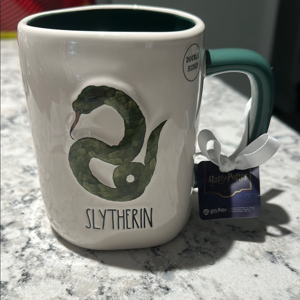 Rae Dunn Harry Potter “SLYTHERIN” Hogwarts Double Sided Ceramic Mug (NWT) - Picture 1 of 3